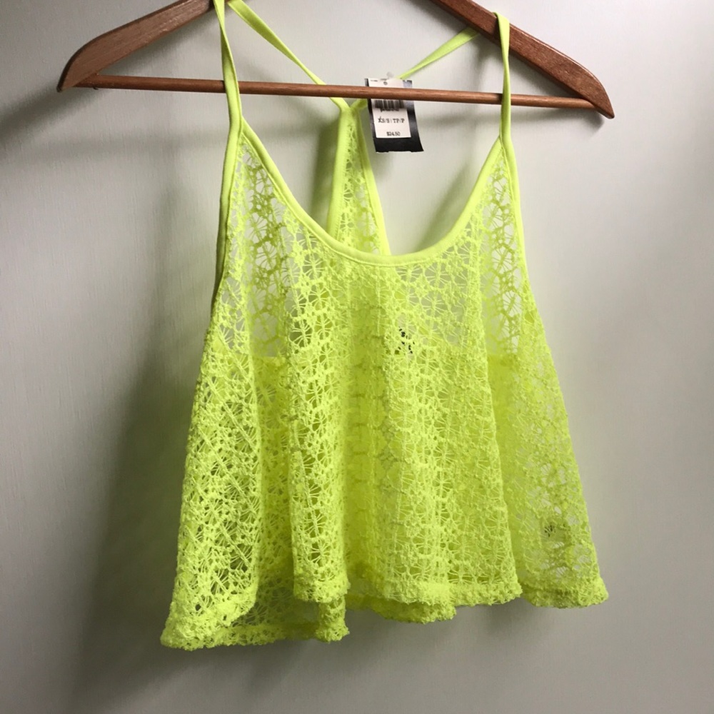 VS Pink NWT Yellow Crochet Lace Cover up Tank XS